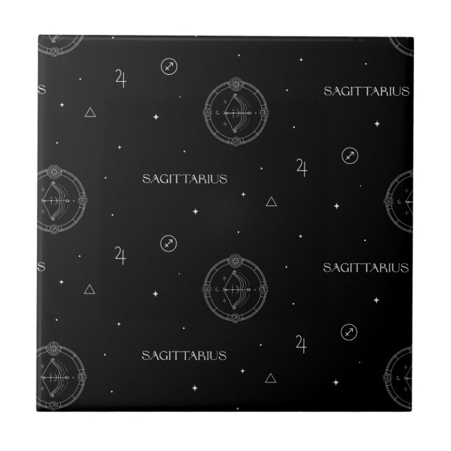 Skytten Zodiakusmönster i svart och vitt Kakelplatta (Framsidan)