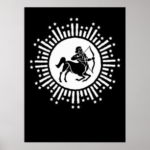 Skytten Zodiakussymbol med stjärnexplosion Poster