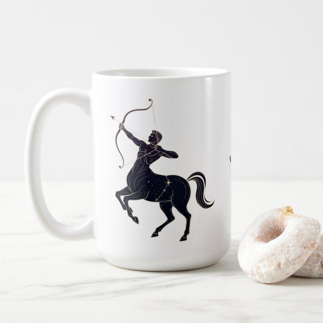Skyttens stjärnbild Linjekonst – Kosmiska Zodiaken Kaffemugg (Med munk)