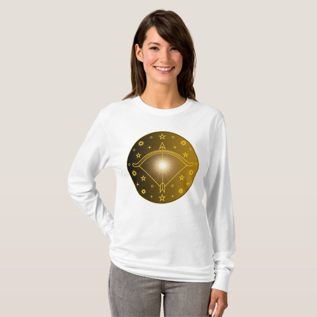 Skyttens stjärntecken Emblem Minimalt Celest Symbo T Shirt (Hel framsida)