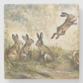 Skyward Fluff Meadow Hare Whimsical Rabbit Family  Stenunderlägg