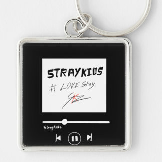 Skz-album fyrkantig silverfärgad nyckelring