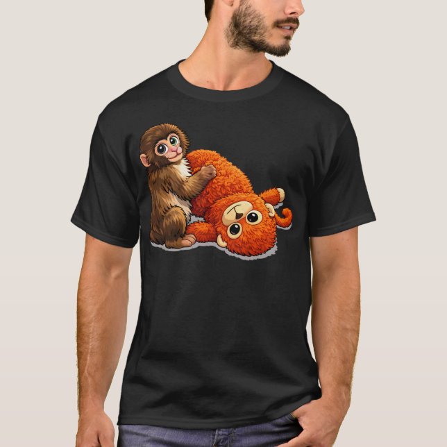Slå apa med stoppad kompis t shirt (Framsida)