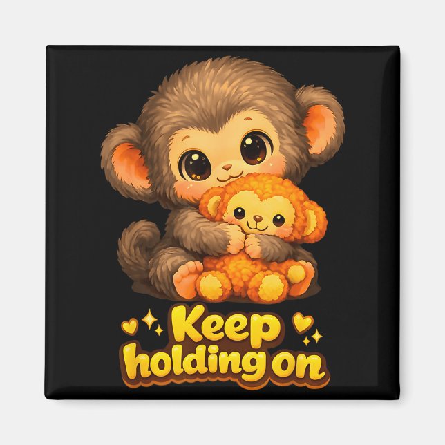Slå apa med teddybjörn kramande fortsätt hålla magnet (Framsidan)