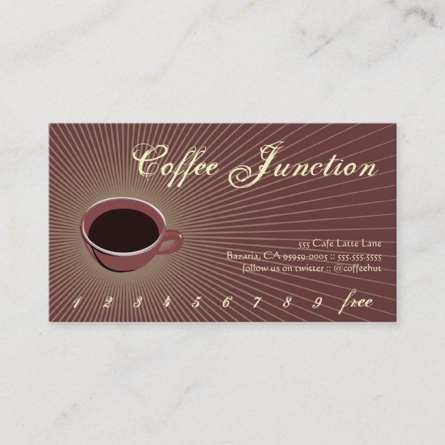 Slå av kaffesprängning/förmånskort lojalitetskort (Framsida)