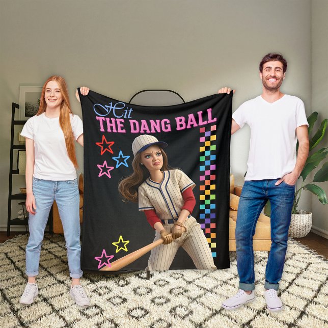 Slå Den Förbaskade Bollen Rolig Baseboll Mamma Doc Fleecefilt (Skapare uppladdad)