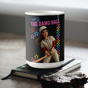 Slå Den Förbaskade Bollen Rolig Baseboll Mamma Doc Kaffemugg