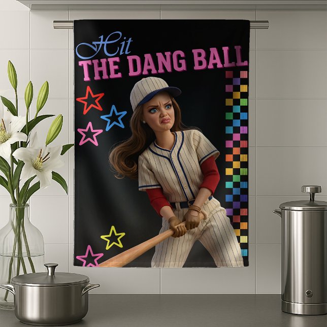 Slå Den Förbaskade Bollen Rolig Baseboll Mamma Doc Kökshandduk (Skapare uppladdad)