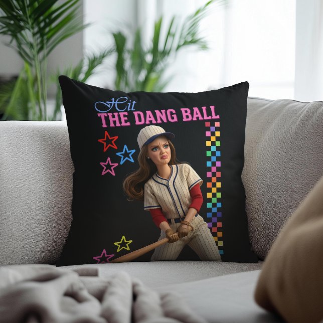 Slå Den Förbaskade Bollen Rolig Baseboll Mamma Doc Kudde (Skapare uppladdad)