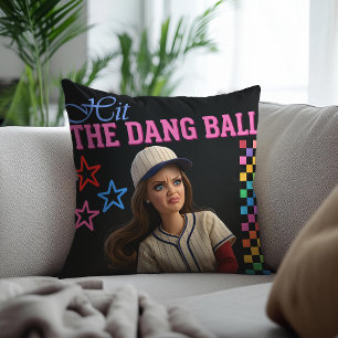 Slå Den Förbaskade Bollen Rolig Baseboll Mamma Doc Kudde