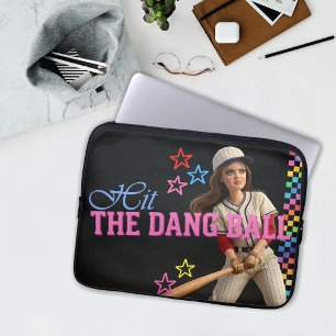 Slå Den Förbaskade Bollen Rolig Baseboll Mamma Doc Laptop Fodral