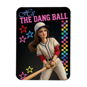 Slå Den Förbaskade Bollen Rolig Baseboll Mamma Doc Magnet