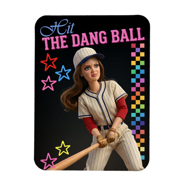 Slå Den Förbaskade Bollen Rolig Baseboll Mamma Doc Magnet (Vertikal)