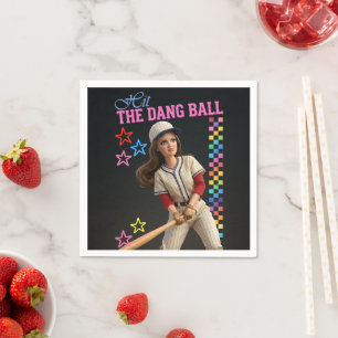 Slå Den Förbaskade Bollen Rolig Baseboll Mamma Doc Pappersservett