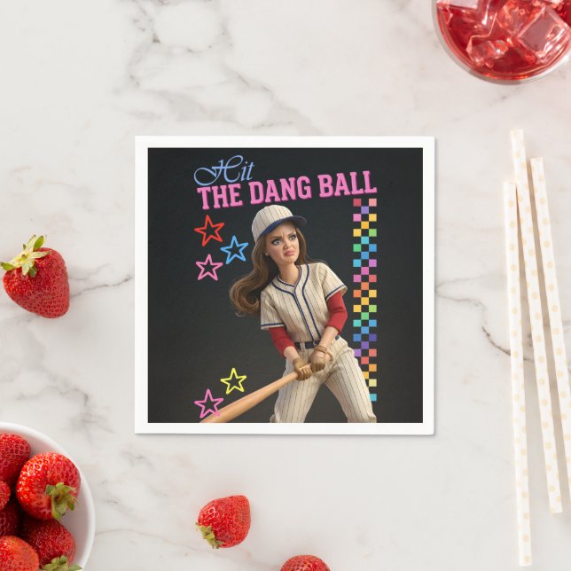 Slå Den Förbaskade Bollen Rolig Baseboll Mamma Doc Pappersservett (Insitu)