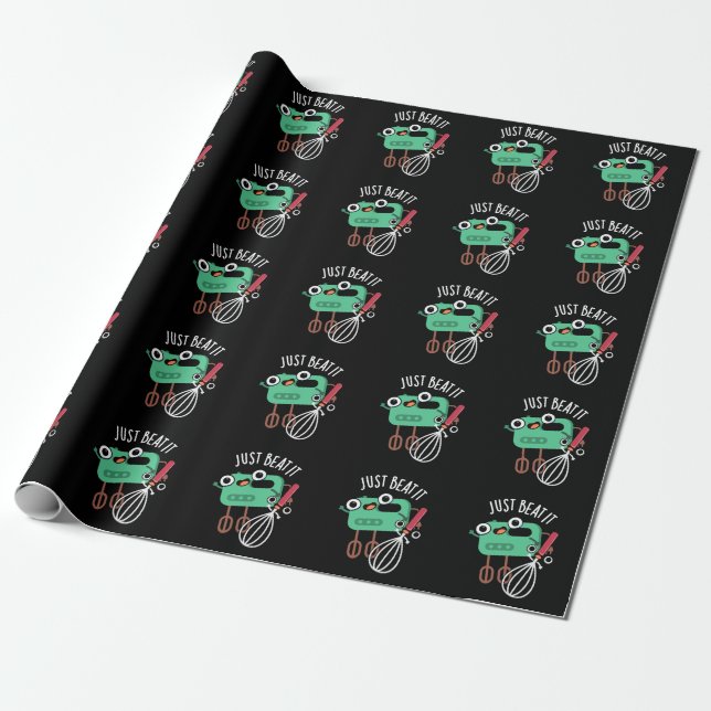 Slå Den Roliga Bakning Puns Mörk Bakgrund Presentpapper (Utrullad)