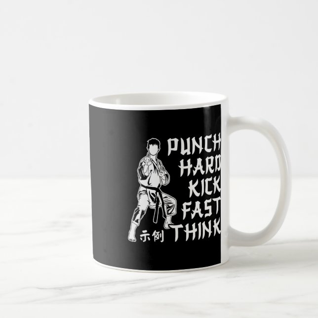 Slå Fast Tänka Karate Martial Arts Kaffemugg (Höger)
