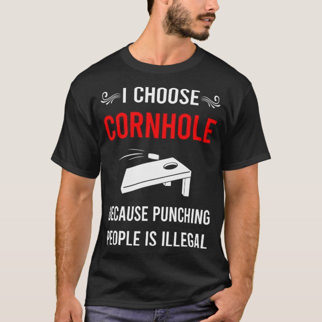 Slå hål i Cornhole T Shirt (Framsida)