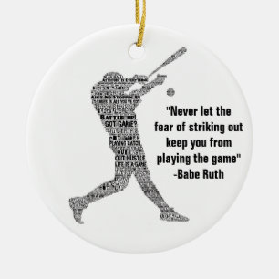 Slå Home Run Baseball Motiverande Ord Konst Julgransprydnad Keramik
