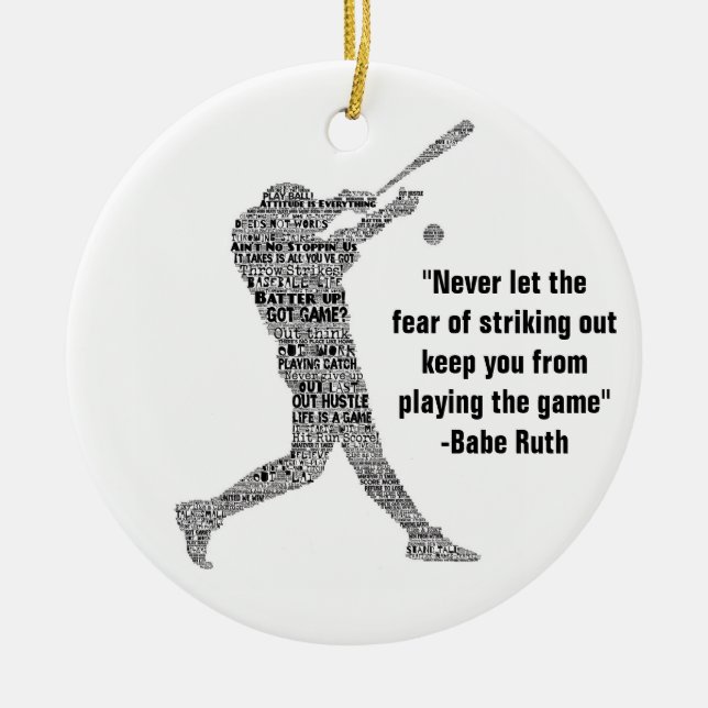 Slå Home Run Baseball Motiverande Ord Konst Julgransprydnad Keramik (Framsidan)