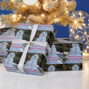 Slå in den pappra snögubben öppna INTE till jul Presentpapper