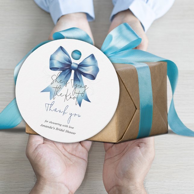 Slå Knuten Blått Band Bröllopsfest Gåvor Etiketter (Skapare uppladdad)