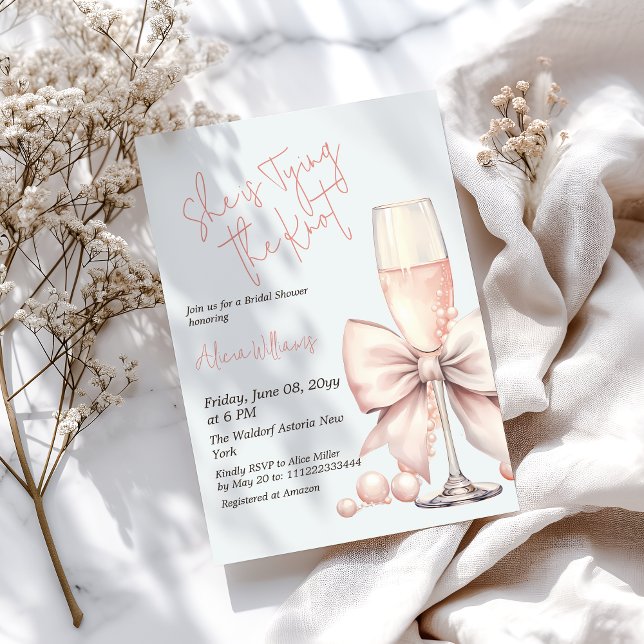 Slå Knuten Rosa Båg Bröllopsfest Inbjudningar (Skapare uppladdad)