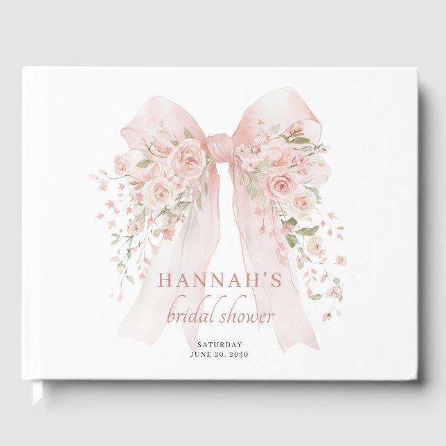 Slå Knuten Rosa Bröllopsfest Gästböcker (Framsida)