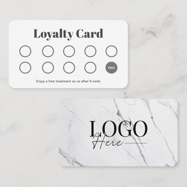 Slå kort för elegant Marble Salon Customer Loyalty (Fram/baksida)
