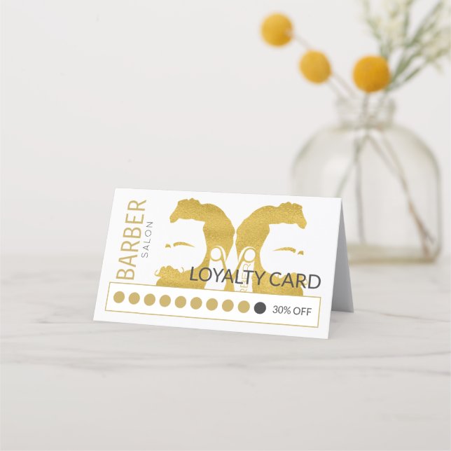 Slå kort för kundlojalitet för Barber-eleganten (Framsida)