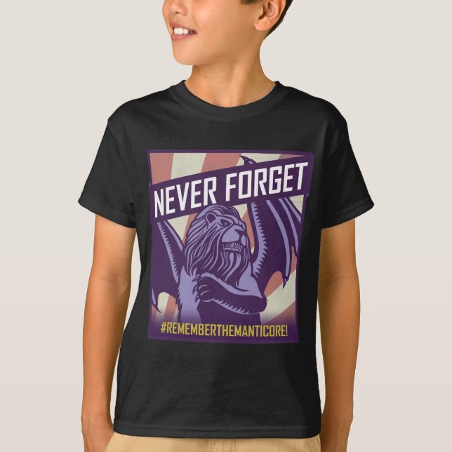 SLÅ: Manticore glömmer aldrig T-shirt (Framsida)