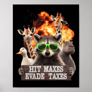 Slå Maxes Evade Taxes Funny Gym Bodybuilding Lifti Poster