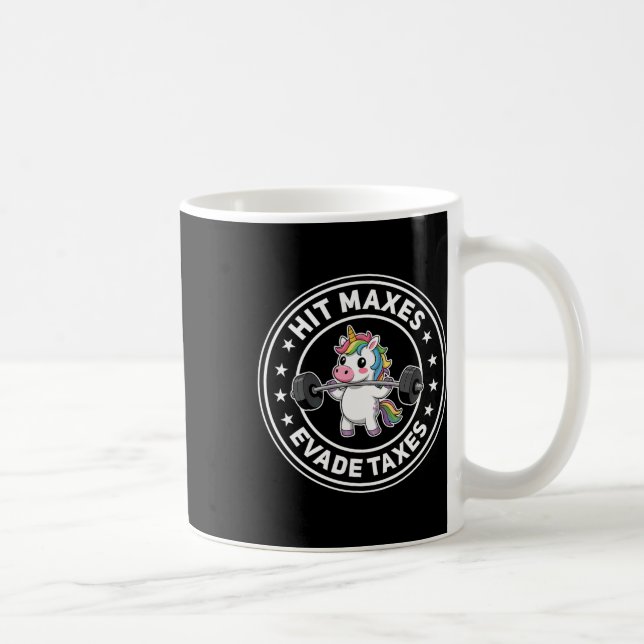 Slå Maxes Evade Taxes Funny Gym Unicorn Bodybuildi Kaffemugg (Höger)
