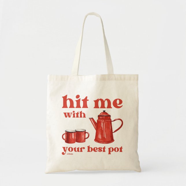 SLÅ MIG MED DIN BÄSTA Kaffekupong Tygkasse (Framsidan)