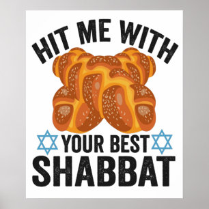 Slå mig med din bästa Shabbat Funyn Hanukkah-mat Poster