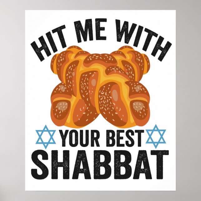 Slå mig med din bästa Shabbat Funyn Hanukkah-mat Poster (Framsidan)