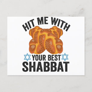 Slå mig med din bästa shabbat roliga Hanukkah-mat Vykort