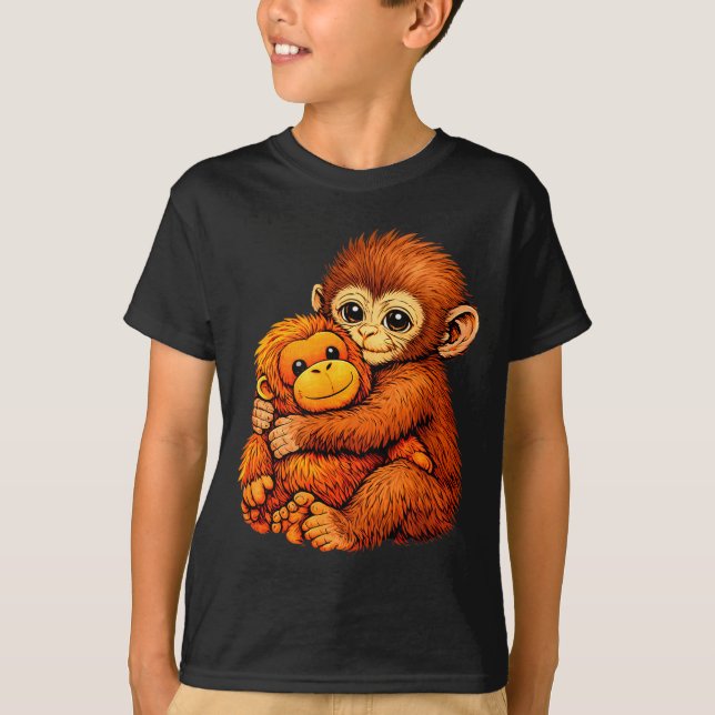 Slå monkey sött barn rolig djur  t shirt (Framsida)