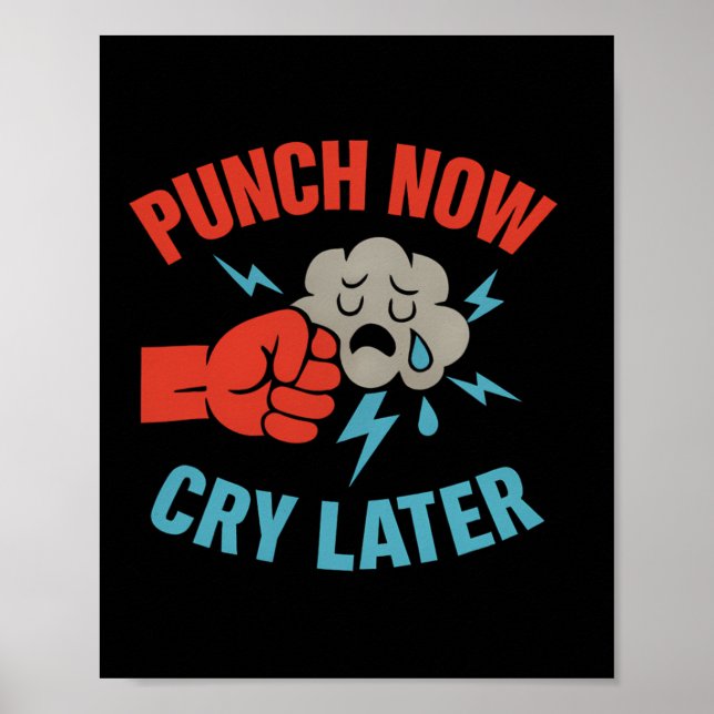 Slå nu Martial Arts Boxing Humor-grafik Poster (Framsidan)
