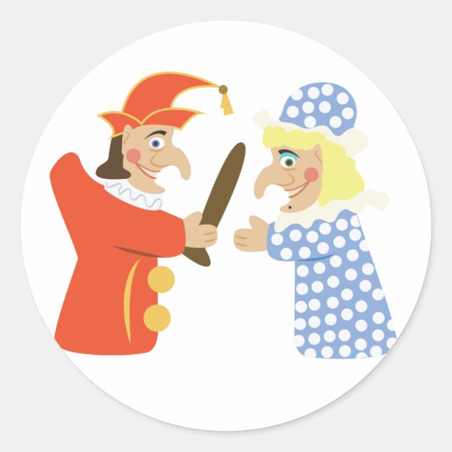 Slå och Judy Runt Klistermärke (Framsida)