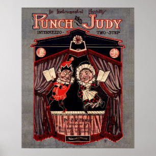 Slå och rastrerad illustration av domliga marionet poster