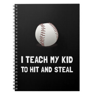 Slå och stjäla baseball anteckningsbok med spiral