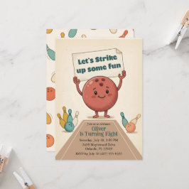 Slå på lite kul Bowlingfest Pojke 8-årsdag Inbjudningar