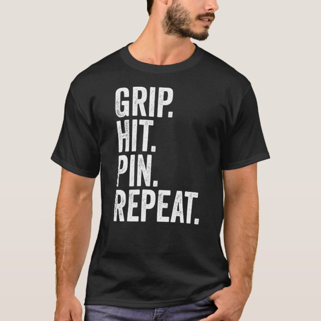 Slå Pin Repeat Arm Villing 1 i arm T Shirt (Framsida)