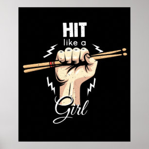 Slå som en flicka-drummer och trumpa poster