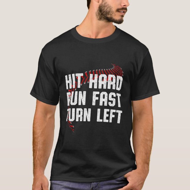 Slå Springa Fast Turn Lämna Baseball Player Sport T Shirt (Framsida)