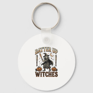 Slå till Häxor Vintage Halloween Baseboll Design Nyckelring