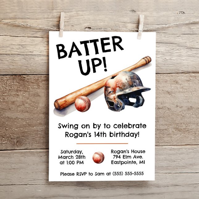 Slå till! Swing på genom! Baseboll födelsedagsfest Inbjudningar (Skapare uppladdad)