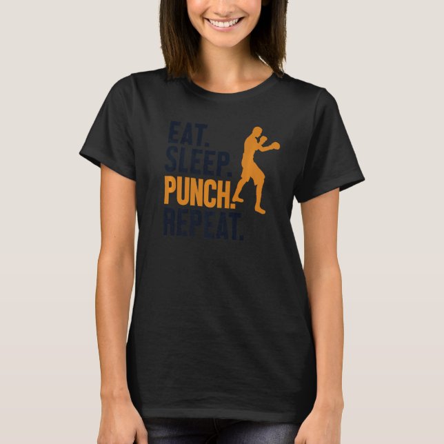 Slå Upprepa Kickboxer Boxer Thai Boxer i viloläge T Shirt (Framsida)