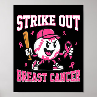 Slå Ut Bröstcancer Baseboll Glass Dropp Poster
